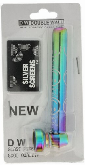 Double Wall Smiley Kräuterpfeife Rainbow mit Screens