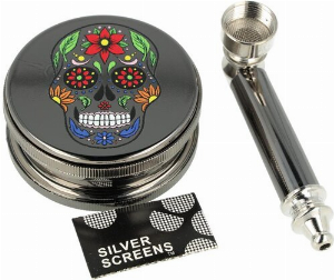 Dreamliner Skull Set mit Grinder, Pfeife und Siebe Gunmetal Nr. 4