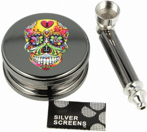 Dreamliner Skull Set mit Grinder, Pfeife und Siebe Gunmetal Nr. 5
