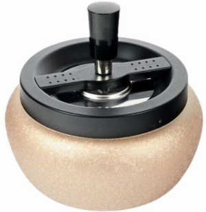 Drehaschenbecher Bauchig Schwarz / Gold Metall