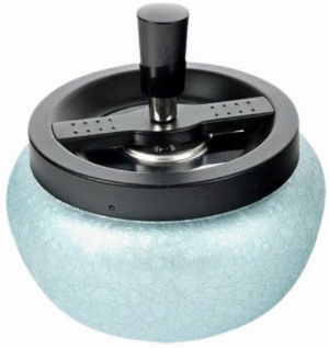 Drehaschenbecher Bauchig Schwarz / Hellblau Metall