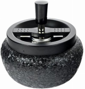 Drehaschenbecher Bauchig Schwarz / Schwarz Metall