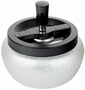 Drehaschenbecher Bauchig Schwarz / Silber Metall