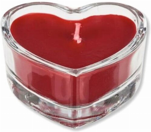 Duftkerze im Glas Herzform duftet wundervoll nach Rosen