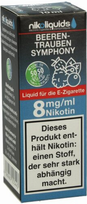 E-Liquid NIKOLIQUIDS Beeren Trauben Symphony 8 mg Nikotin 50 PG / 50 VG