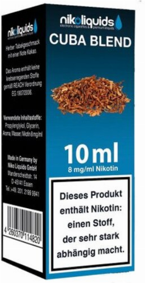 E-Liquid NIKOLIQUIDS Cuba Blend 8 mg Nikotin