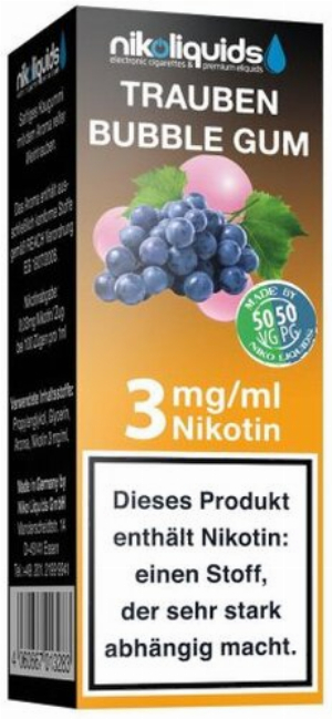 E-Liquid NIKOLIQUIDS Trauben Bubble Gum 3mg Nikotin