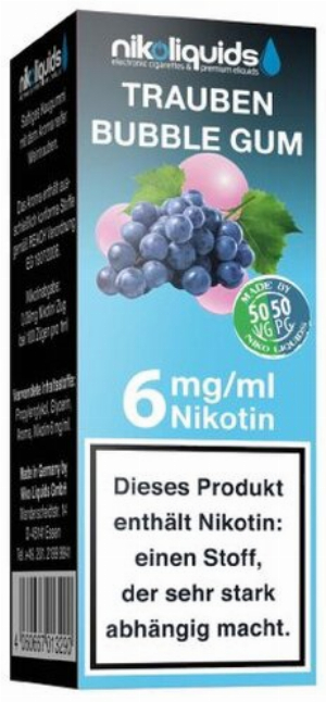 E-Liquid NIKOLIQUIDS Trauben Bubble Gum 6mg Nikotin