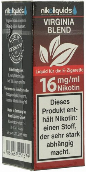 E-Liquid NIKOLIQUIDS Virginia Blend 16 mg Nikotin