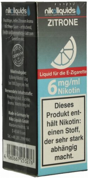 E-Liquid NIKOLIQUIDS Zitrone 6 mg Nikotin