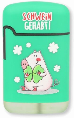 Easy Torch Feuerzeug 10v12 Schweinchen Grün SCHWEIN GEHABT!