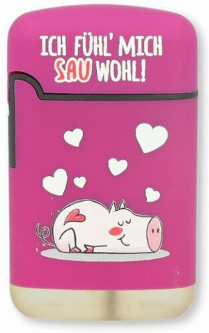 Easy Torch Feuerzeug 2v12 Schweinchen Lila ICH FÜHL MICH SAU WOHL!