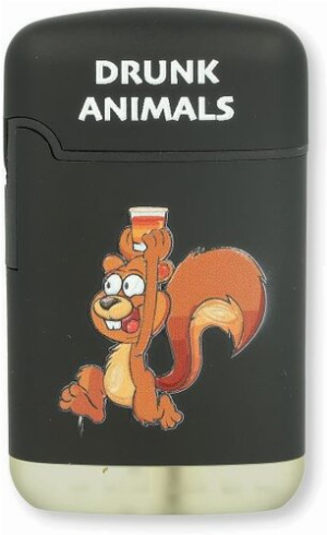Easy Torch Feuerzeug 3v4 DRUNK ANIMALS Eichhörnchen Schwarz