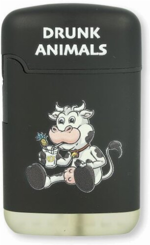 Easy Torch Feuerzeug 4v4 DRUNK ANIMALS Kuh Schwarz