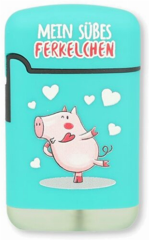 Easy Torch Feuerzeug 5v12 Schweinchen Türkis MEIN SÜSSES FERKELCHEN