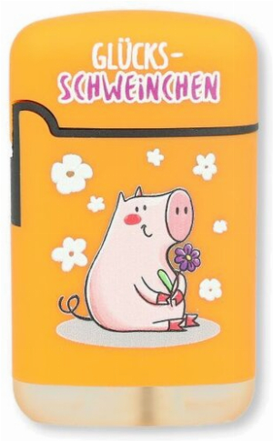 Easy Torch Feuerzeug 7v12 Schweinchen Orange GLÜCKS-SCHWEINCHEN
