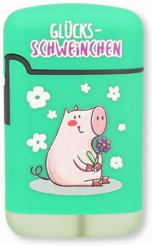 Easy Torch Feuerzeug 9v12 Schweinchen Grün GLÜCKS-SCHWEINCHEN