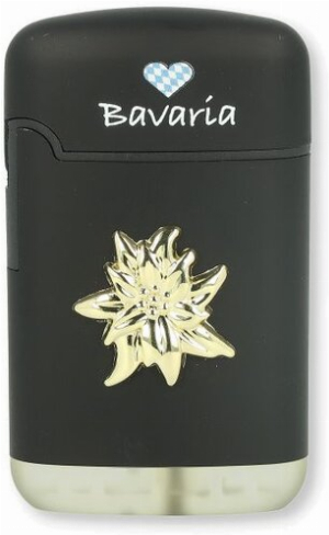 Easy Torch Feuerzeug Bavaria Black Gold Pin Edelweiß