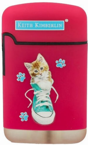 Easy Torch Feuerzeug Kimberlin Katzen im blauem Schuh pink
