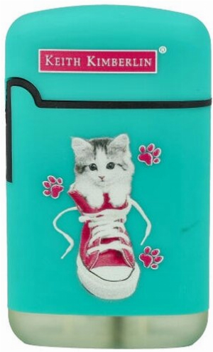 Easy Torch Feuerzeug Kimberlin Katzen im pinkem Schuh türkis