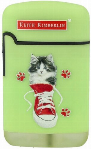 Easy Torch Feuerzeug Kimberlin Katzen im roten Schuh hellgrün