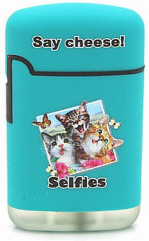  Easy Torch Say Cheese! Katzen Motiv Feuerzeug mintgrün