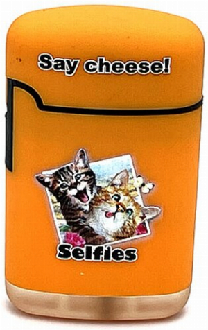 Easy Torch Say Cheese! Katzen Motiv Feuerzeug orange
