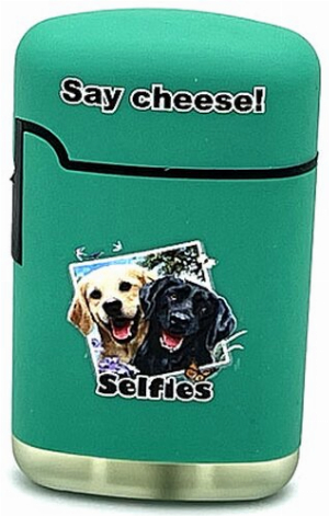 Easy Torch Say Cheese! Labrador Motiv Feuerzeug grün