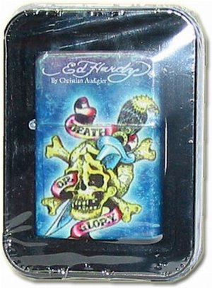 Ed Hardy Z-Plus Sturmfeuerzeug Totenkopf Blau (Artikel wird nicht mehr hergestellt)