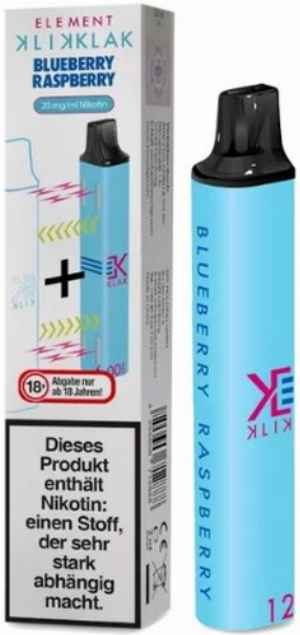 Element Klik Klak Blueberry Raspberry Einweg E-Zigarette 20 mg Nikotin