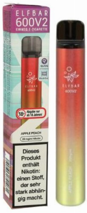 Elf Bar 600 V2 Apple Peach Einweg E-Zigarette 20mg