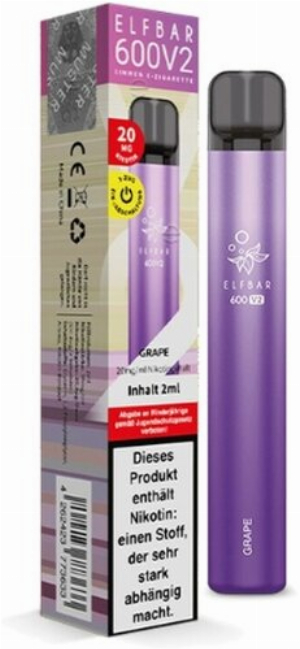 Elf Bar 600 V2 Grape Einweg E-Zigarette 20mg