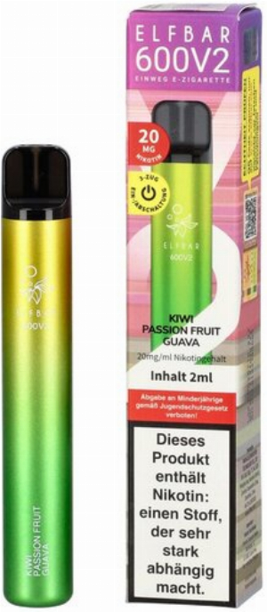 Elf Bar 600 V2 Kiwi Passion Fruit Guave Einweg E-Zigarette 20mg