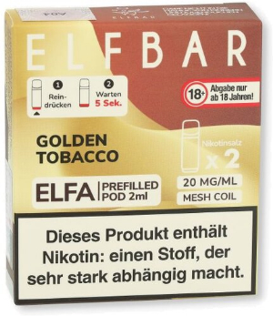 Elf Bar ELFA Golden Tobacco Prefilled Pod 2x2ml 20mg