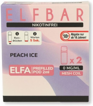 Elf Bar ELFA Peach Ice Prefilled Pod 2x2ml Nikotinfrei