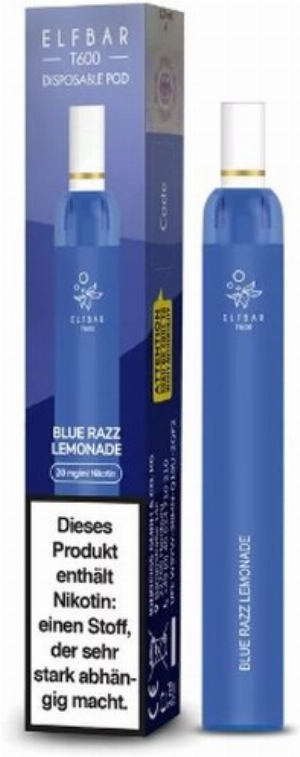 Elf Bar T600 E-Zigarette mit Filter Blue Raz Lemonade 20 mg Nikotin