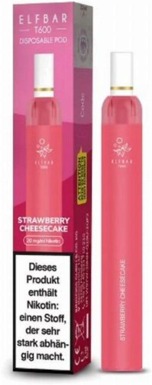 Elf Bar T600 E-Zigarette mit Filter Strawberry-Cheesecake 20mg