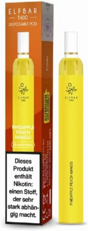 Elf Bar T600 Einweg E-Zigarette mit Filter Pineapple-Peach-Mango 20mg
