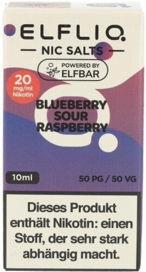 Elfliq by Elfbar Blueberry Sour Raspberry 20mg Nic Salt Liquid