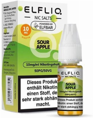 Elfliq by Elfbar Nicsalt Liquids Sour Apple 10mg