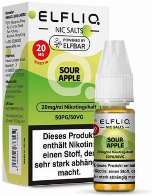 Elfliq by Elfbar Nicsalt Liquids Sour Apple 20mg
