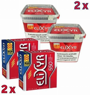 Elixyr Rot 520g Tabak Sparpaket ( 2 x Elixyr Rot 260g & 2 x Elixyr 550 Stück Hülsen )