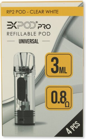 Expod Pro PR2 Refillable Pod Universal 0,8 Ohm Clear White 4 Stück