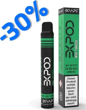 EXVAPE EXPOD Einweg E-Shisha Mint Tobacco max. 600 Züge