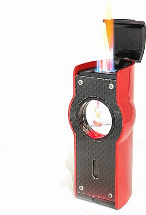 Feuerzeug Myon Table 4er Jet Sensor+Piercer Racing Rot Zigarrenfeuerzeug