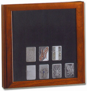 Feuerzeug Sammler-Vitrine Rosenholz