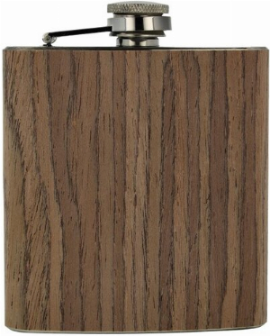 Flachmann Edelstahl / Holz braun 6oz.