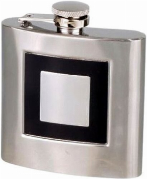 Flachmann Edelstahl poliert/Gravurfeld eckig 6oz/180ml