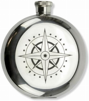 Flachmann Edelstahl rund poliert Kompass 150ml