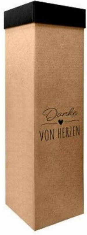 Flaschenbox Danke von Herzen Braune Geschenkbox